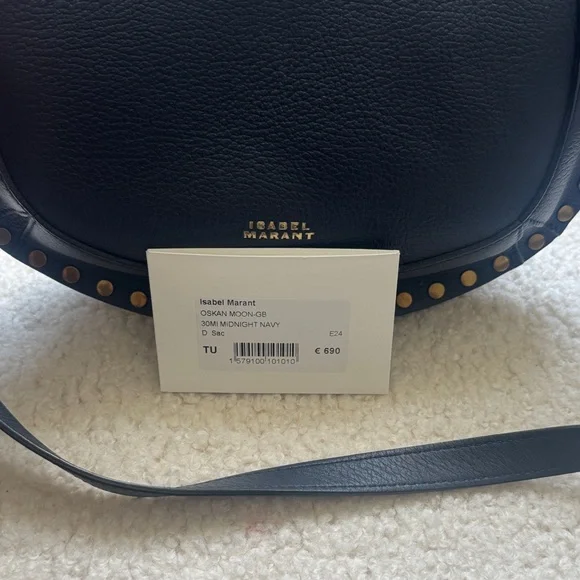 Isabel Marant Dark Blue Shoulder Bag with Gold Accents - Picture 9 of 10